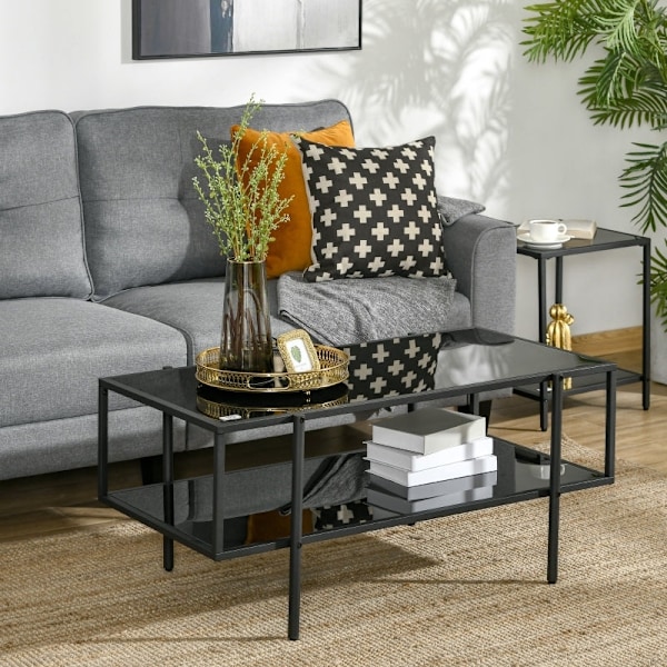 Rootz sofabord med opbevaring - Stuebord - Sofabord - Tilføjer elegance og organisering - 100 cm x 55 cm x 45,5 cm