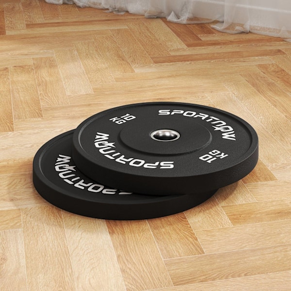 Rootz viktplatta set 2 x 10 kg - hantelvikter - gummi låga brusplattor - Hållbar och brusreducering - Ø45 x 4h cm