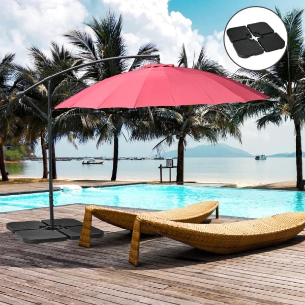 Rootz Parasol Stand - Paraply Stand - 4-delt Parasol Stand - Fyldbar - Sort - 100 x 100 x 8 cm