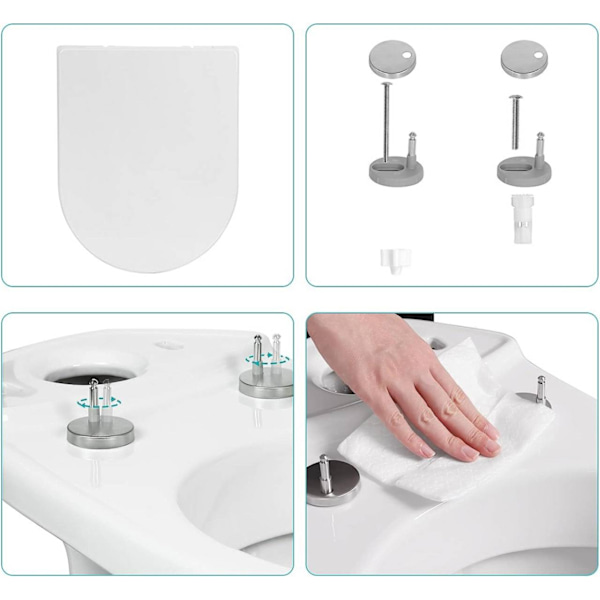 Rootz Soft Close toiletlåg - D Shape Badeværelsessæde - Quick Release Funktion - Antibakteriel beskyttelse - 41-46cm x 36cm - Hvid