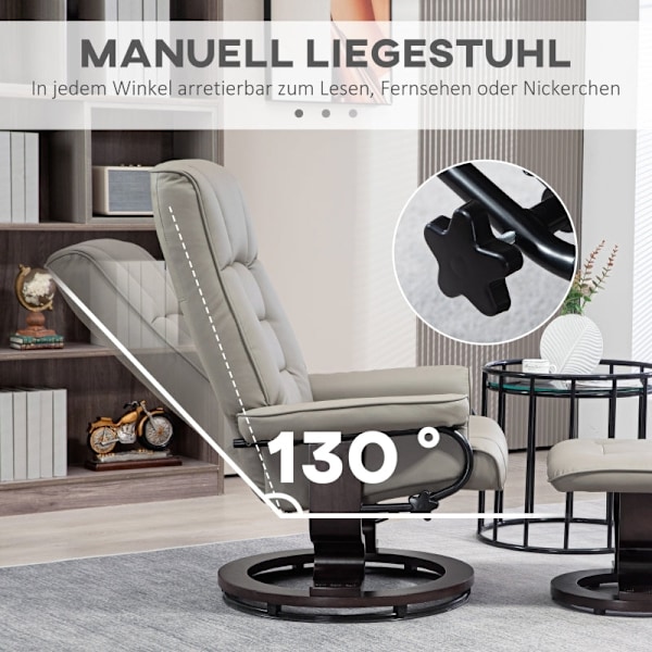 Rootz avkopplingsstol med pall - TV-fåtölj - konstläder - 130° lutning - 76cm x 85cm x 104cm