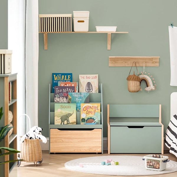 Rootz barnbokhylla - Förvaringsorganisator för barn - Leksakskista med hjul - Lätt att nå Design - 62x80x30cm