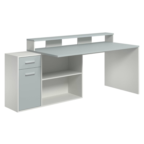 Rootz Skrivbord 160 x 92 x 115 cm - kontorsbord - spelbord - fyra monteringsvarianter - Vit/Grå - Antracit White/Light Grey