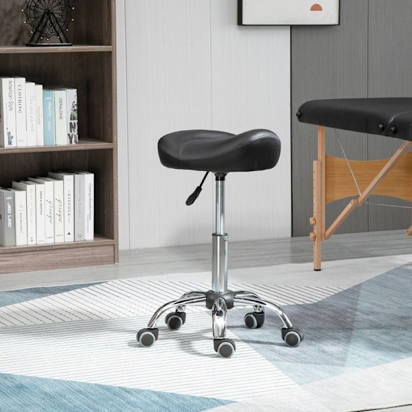 Rootz Salon Pall - Kontorspall - Pall i konstläder - Justerbar i höjdled - Ergonomisk design - 48cm x 48cm x 54-69cm