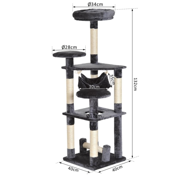 Rootz Kradsestolpe Kattetræ - Grå - Spånplade, Fiber, Plys - 15,74 cm x 15,74 cm x 51,96 cm