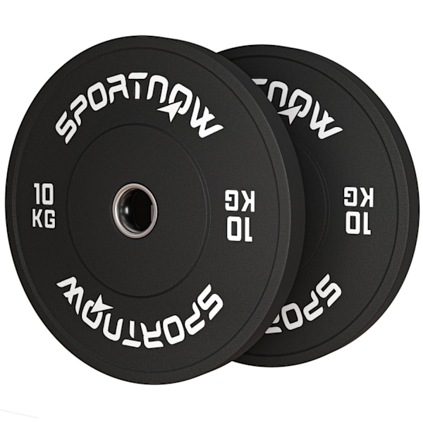 Rootz viktplatta set 2 x 10 kg - hantelvikter - gummi låga brusplattor - Hållbar och brusreducering - Ø45 x 4h cm