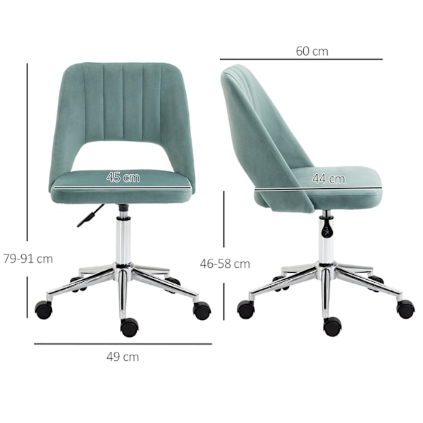 Rootz Højdejusterbar skrivebordsstol - Kontorstol - Ergonomisk stol - 360 ° Rotatabel - Skumkomfort - 49 x 60 x 79-91 cm