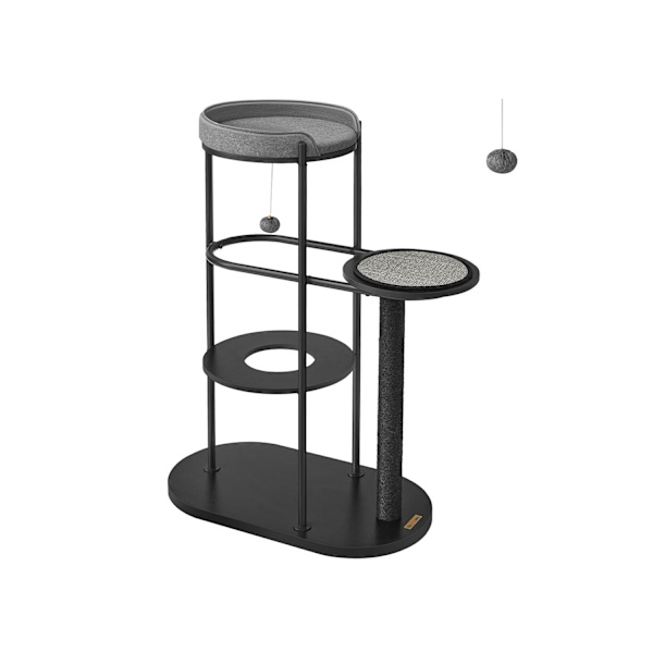 Rootz Classic sort kradsestolpe - Kattetræ - Klatretårn - Stålramme - Spånpladeplatforme - Sisalreb - 80 cm x 43 cm x 111 cm - 15,4 kg - 60 kg Maks. b