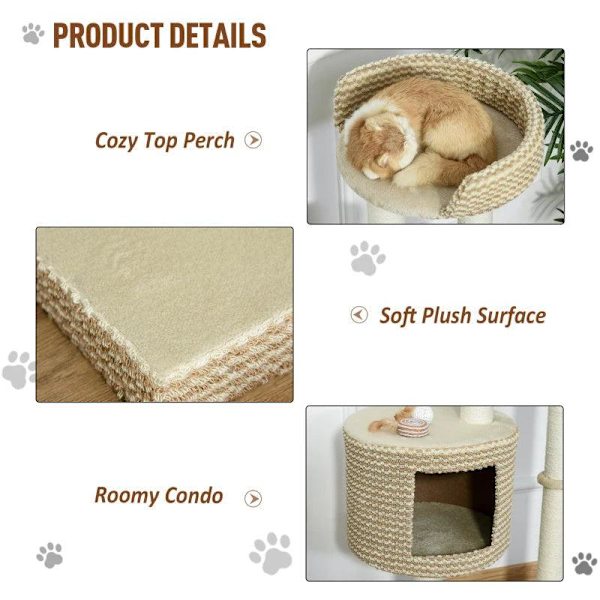 Rootz Cat Tree - beige, kahvi - luokka E1 lastulevy, pehmo, juutti - 24 cm x 16,14 cm x 37,8 cm