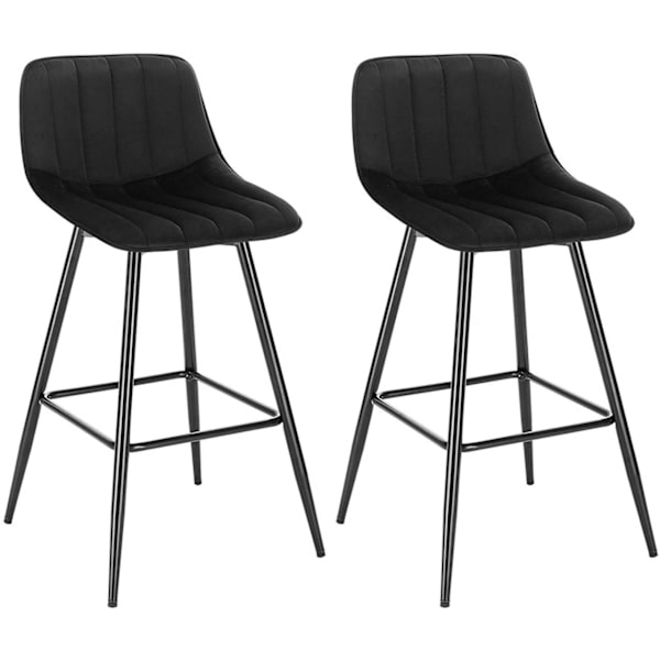 Rootz Barstol Sæt med 2 - Bordskamler - Køkkenbarstole - Velvet Comfort - Robust metalstel - Gulvbeskyttelse - 43cm x 35,5cm x 88cm