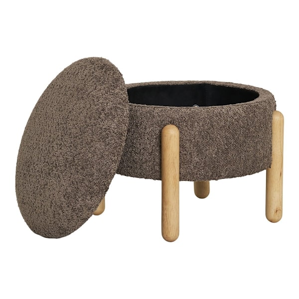 Rootz Pouf Storage - Bouclé Ottoman - Brown/Nature Foomattu - Ylimääräinen säilytystila - 45 cm x 36cm x 45cm