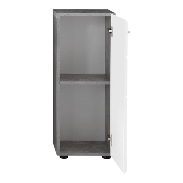 Rootz Chest of Drawers - Storage Unit - Dresser - Cabinet - Drawer Stand - Organizer - Commode - Concrete Stone Melamine & White Gloss - 32x82x28 cm