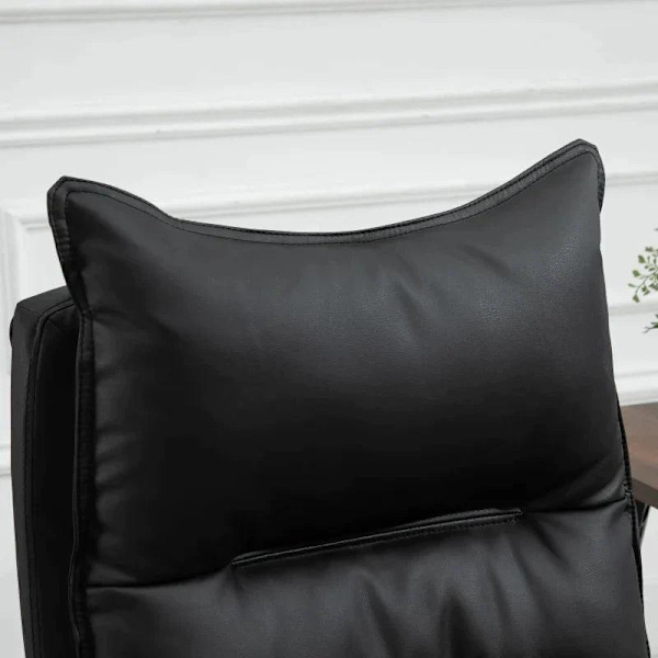 Rootz kontorsstol - Skrivbordsstol - Snurrstol - Fotstöd - Justerbar i höjdled - konstläder - Svart - 66 x 72 x 122-130 cm