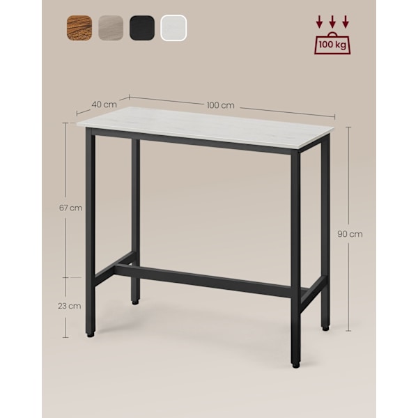 Rootz rektangulärt barbord - Industriell stil - Pubbord - Vit - 120cm x 60cm x 105cm