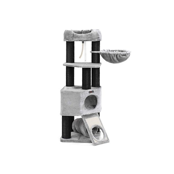 Rootz Cat Trees House - Dobbeltgulv - Skift retning - kradsestolpe - tykke stammer - Udsigtsplatform - Pladsbesparende kat - Carb certificeret spånpla