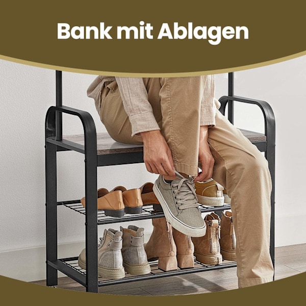Rootz Cloakroom Stand - vaatekaappijalusta - käytävän järjestäjä - kenkäpenkki - 72 cm x 33,7 cm x 183cm