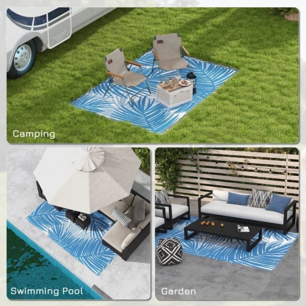 Rootz udendørs tæppe - Vandtæt - Bladmønster - 310g/m² Plast - I