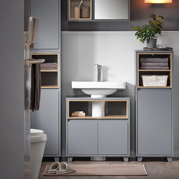 Rootz Sink Cabinet - Vanity Cabinet - Badeværelsesopbevaring - Forstørret lagerplads - 60x61x30cm - Vandbestandig silikonefodpuder