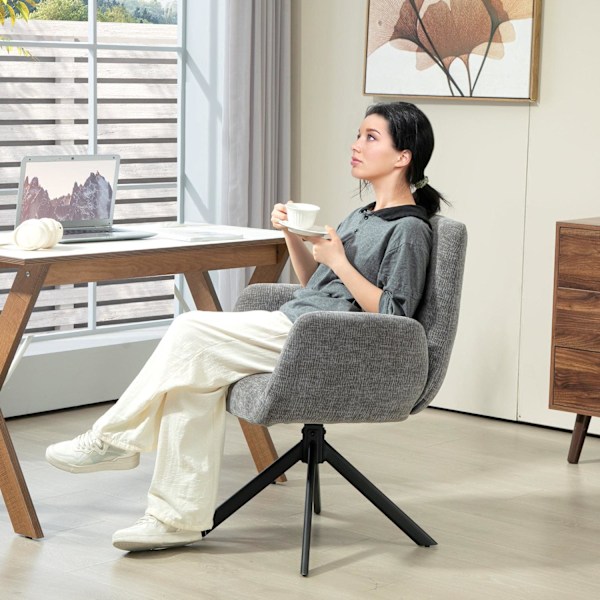 Rootz polstret accentstol - drejelig lænestol - moderne loungestol - 360 ° rotation - 60 cm x 61 cm x 88 cm - Comfy Gray Design