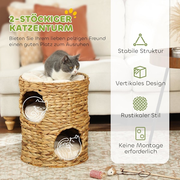 Rootz Scratching Barrel Cat Tower - Cat Condo - Cat Tree - Cosy Caves - 40 cm x 50 cm x 22 cm - Ideel til katte op til 3,5 kg