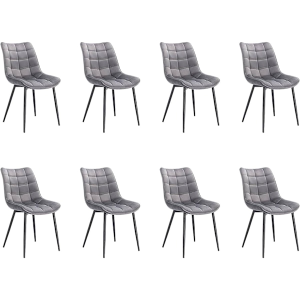 Rootz Set med 8 matstolar - Sammetsstolar - Metallstolar - Exceptionell komfort - Hållbar och robust - Mångsidig design - 85,5 cm x 46 cm x 40,5 cm