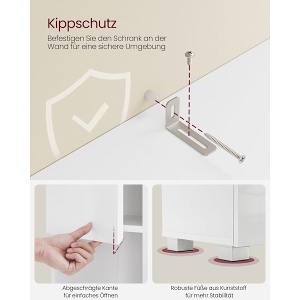 Rootz Classic White kylpyhuonekaappi - Säilytysyksikkö - MDF-huonekalut - 10kg Kantavuus - 30cm x 30cm x 170cm