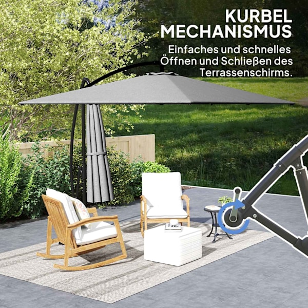 Rootz Ø260 cm parasol - paraply - Solskygge - UV -beskyttelse - 295 cm x 250 cm x 235 cm