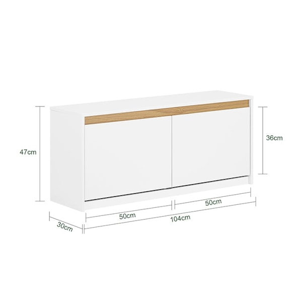 Rootz Skobänksförvaring - Skoställ - Entrébänk - MDF-material - 104cm x 47cm x 30cm - Organisera skor/tillbehör - Utrymmesbesparande