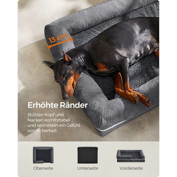 Rootz Orthopaedic Hundeseng - Pet Bed - Memory Foam Madras - Hævet bolster - 120cm x 85cm x 25cm