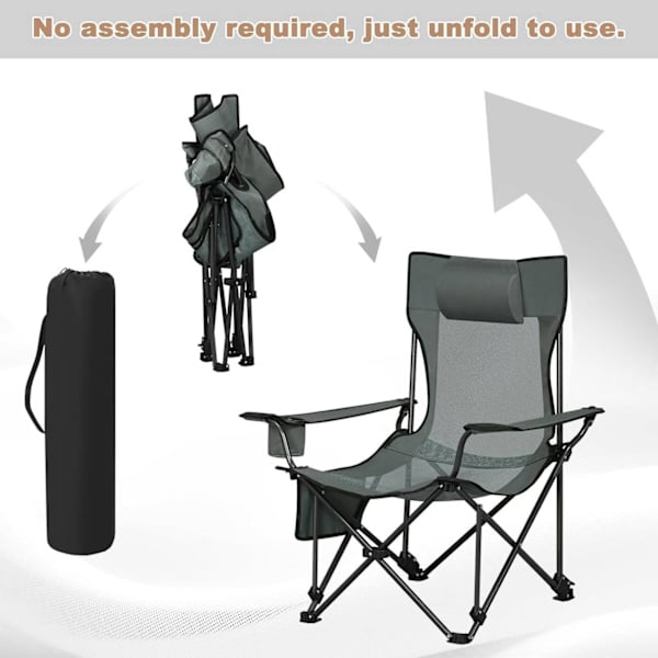 Rootz Ultimate Outdoor -taitettava tuoli - Säädettävä lepotuoli - Kannettava istuin - Kestävä, mukava, kätevä - 600D Oxford -kangas - 84cm x 89cm x 65
