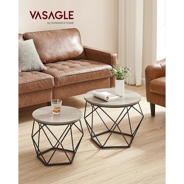 Rootz 2-delt sofabord - Greige Sort - Spånpladestål - Store og små borde - Max 20 kg Kapacitet - 50 cm x 40 cm 40 cm x 36 cm