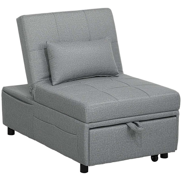 Rootz 3 -i -1 foldestol - gæsteseng - hvilestol - justerbar ryglæn - skumpolstring - 65,5L x 104W x 81H cm