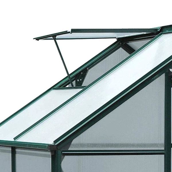 Rootz Drivhus - Walk-in Mini Drivhus - Med Ovenlys - Aluminiumslegering/PC Board - Mørkegrøn - 1,9x1,3x2 m