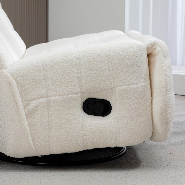Rootz Hvilestol - TV-lænestol - Lazy Boy Chair - 150-graders tilbagelænet - Gynge og drejelig - Teddystof - 84 cm x 104 cm x 87 cm