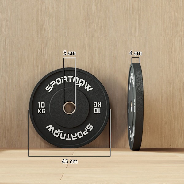 Rootz viktplatta set 2 x 10 kg - hantelvikter - gummi låga brusplattor - Hållbar och brusreducering - Ø45 x 4h cm