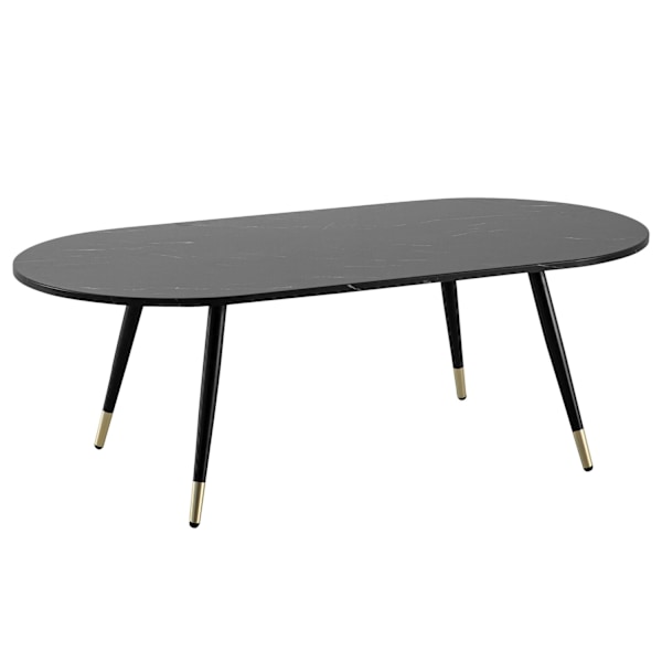 Rootz Ovalt soffbord - Modernt vardagsrumsbord - Bord i marmorlook - Säkra metallben - 120 cm x 60 cm x 41,5 cm - Elegant design i svart och guld