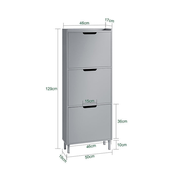 Rootz skovippeskab - Skoopbevaringsorganisator - Skokommode - Pladsbesparende design - Alsidig opbevaring - Forbedret stabilitet - Lysegrå - 50 cm x 1