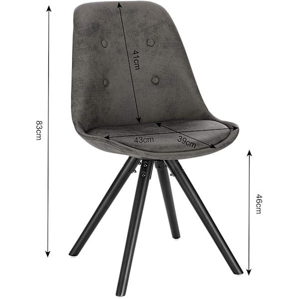 Rootz matstol med ben i massivt trä - Klädd stol - Bekväm sits - Ergonomiskt ryggstöd - Golvskydd - 39D x 43W x 83H cm