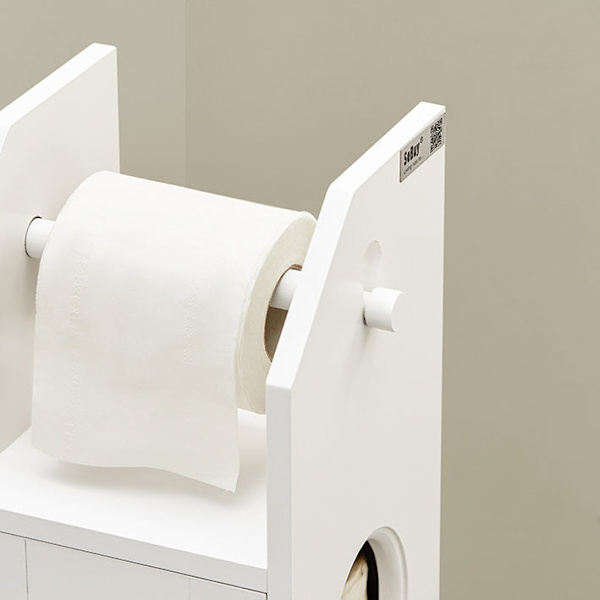 Rootz smalt toiletpapirskab - Badeværelsesopbevaring - Pladsbesparende - Skimmelmodstandsdygtig - Luftgennemtrængelig lameldør - 20 cm x 79 cm x 18 cm