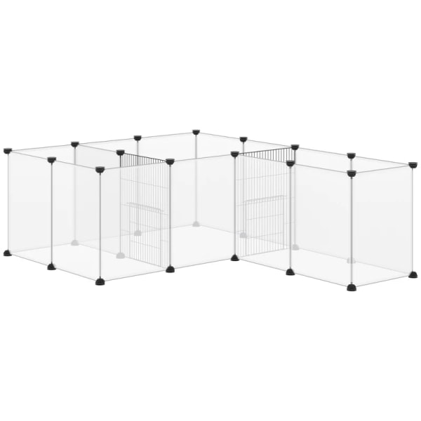 Rootz DIY udendørs kabinet - Small Animal Gate - 18 Paneler - Inkluderer monteringsmateriale - Modulært system - Sort + Hvid - 175L x 70W x 45H cm.