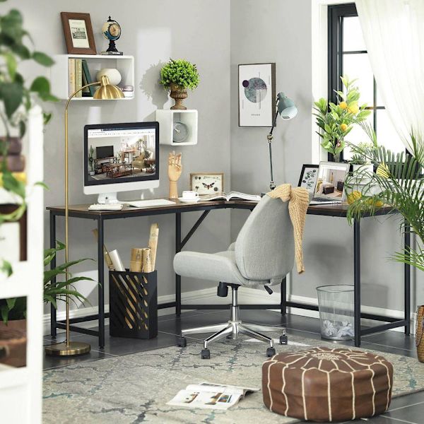 Rootz 2 Corner Desk - Työpöytä - Toimistopöytä - Pöydät - Ruskea/Greige - Musta - 149 x 149 x 75 cm