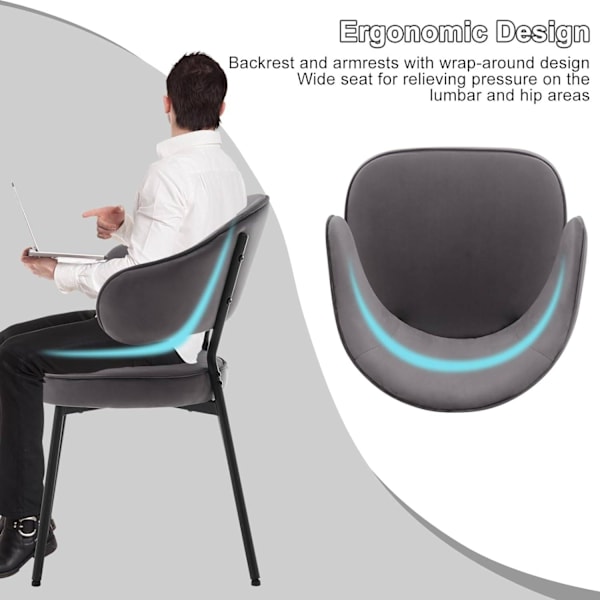 Rootz Matstol - Köksstol - Balkongstol - Sammet / Metall - Ergonomiskt stöd - 54cm x 83,5cm x 52cm