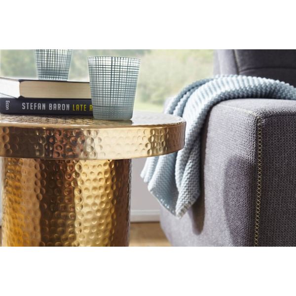 Rootz Design sivupöytä 43x59x43 cm alumiinikulta - Koristepöytä itämainen pyöreä - Designer arkistointipöytä metalli moderni - Pieni pöytä - Pieni Ham
