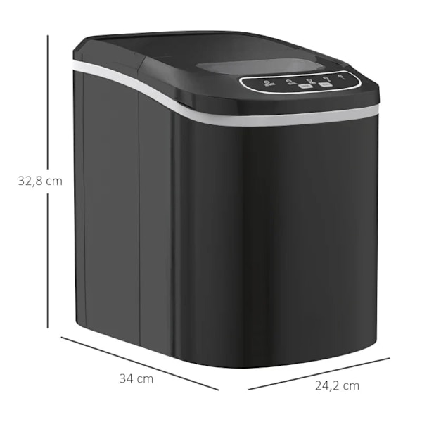 Rootz Köksmaskiner - Iskubmaskin - 2,2 liter - 12 kg på 24 timmar - Iskulor - Självrengörande - Isbricka - Isskopa - ABS-stål - Svart - 24,2l X 34w X