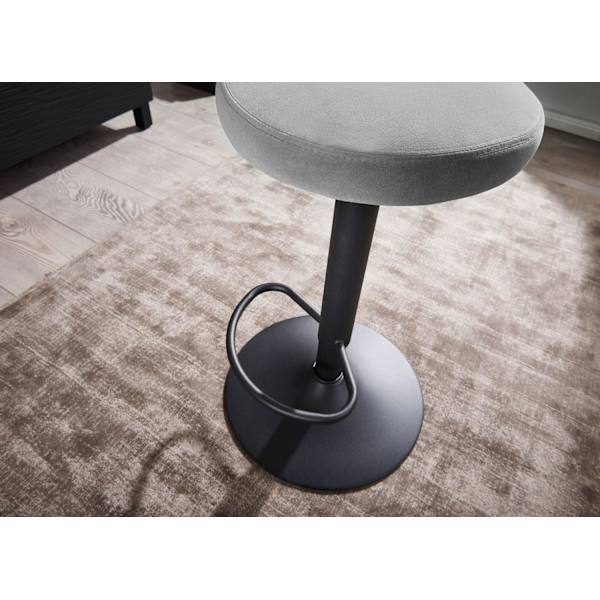 Rootz barstol fløjl mørkegrå skammel uden ryglæn 58 - 79 cm - Køkkentaburet stof - metal 100kg - Design barstol counter skammel roterende bistro tabur