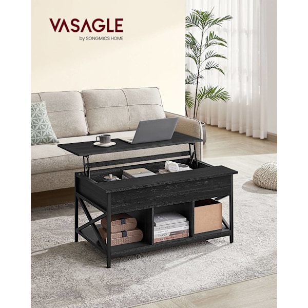 Rootz Antracit Gråsvart Soffbord - Spånskiva - Stål - Justerbar höjd - 60cm x 100cm x (48-62)cm - 27,8kg - 91kg Kapacitet