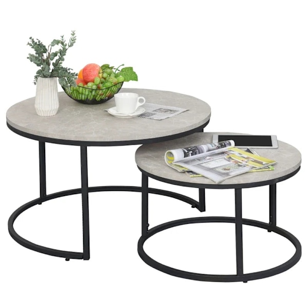 Rootz 2 Soffbord - Sidobord - Industriell design - Sängbord - MDF-metall - Grå-Svart - 78,5 Cm X 78,5 Cm X 46,5 Cm