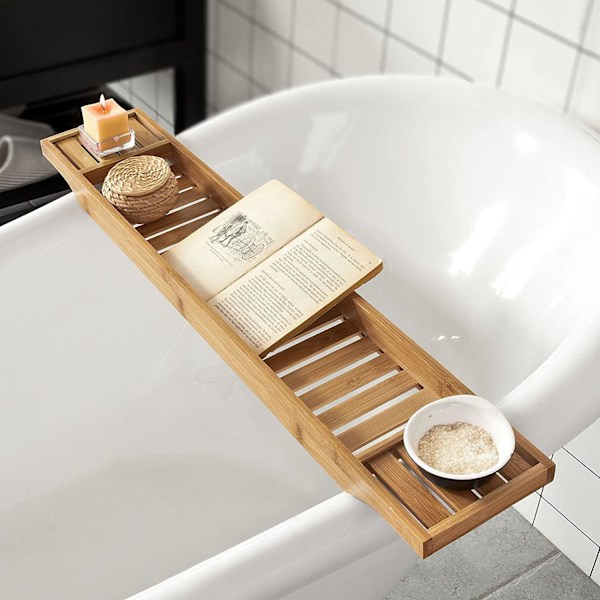 Rootz Bamboo Badekarstativ - Caddy Bakke Badeværelseshylde - Længde 80 cm