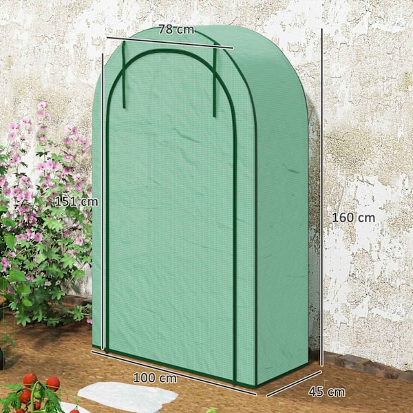 Rootz 4 -trins mini -grønhus - bærbart plantehus - tomatproducent - UV -beskyttelse - 100 x 45 x 160 cm