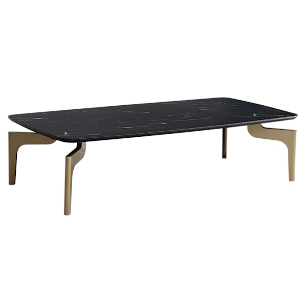 Rootz Modern Design Sofabord - Rektangulært bord - Marmorlook - Sort & Guld - Stort lagerplads - 120 cm x 60 cm x 30,5 cm